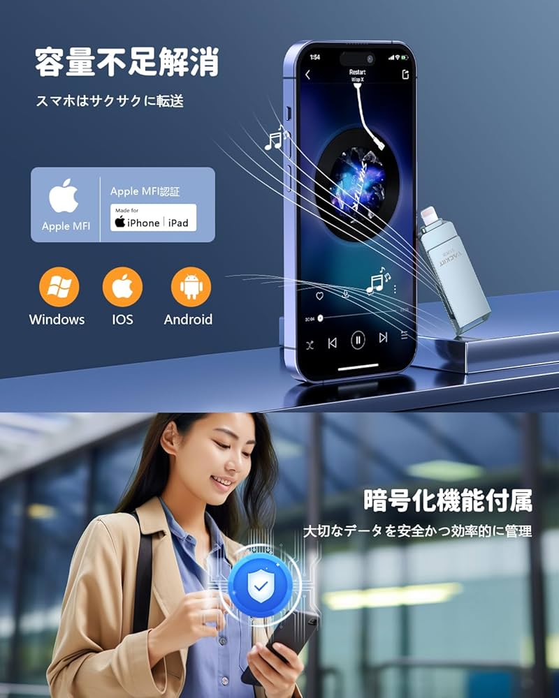 Amazon.co.jp: Vackiit 【MFi認証取得】iPhone用USBメモリー